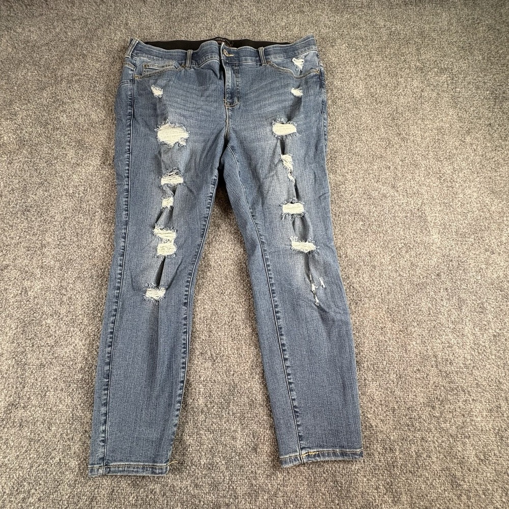 Torrid Bombshell Jeans Women 20R Blue Skinny Distressed Ripped Stretch Grunge